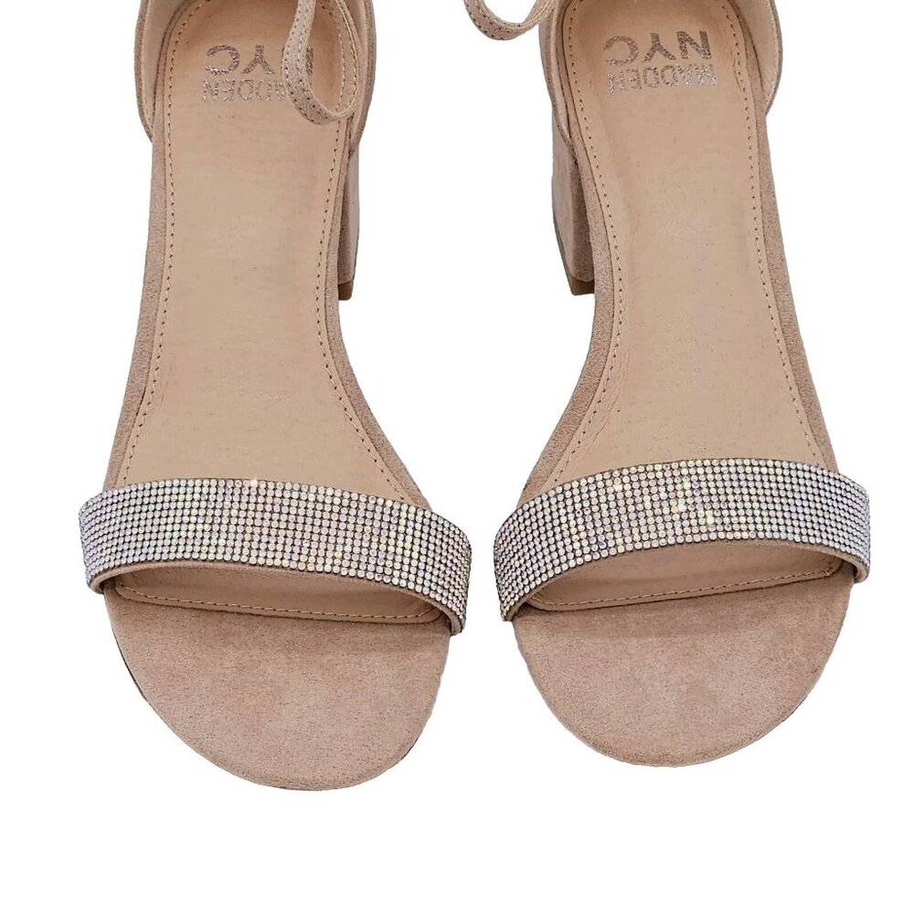 Madden Nyc Womens Chunky Heel City Sandal 10 Blush Pink Iridescent Rhinestone - Picture 3 of 14